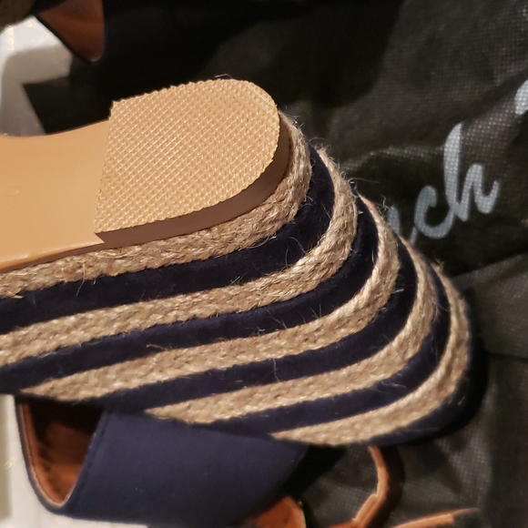 French Blu New POPEYE Espadrille Platform Wedge Sandal NIB Navy Tan Women's 40 - Picture 8 of 14